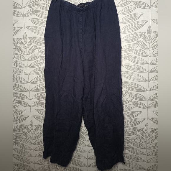 Cut Loose Pants Navy Linen Flowy Wide Leg - Picture 1 of 7